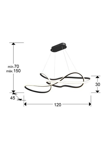 Luminária de teto moderna EVANIA LED 85W 5.100 lm CCT dimerizável de 2700K a 5000K preta