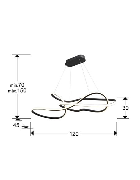 Lámpara de techo moderna EVANIA LED 85W 5.100 lm CCT dimable 2700K a 5000K Negro