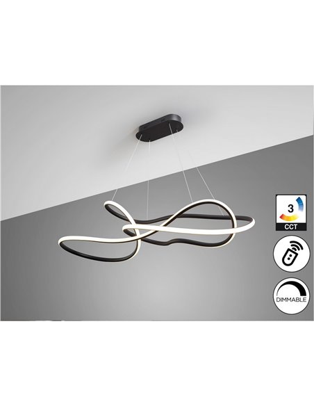 Luminária de teto moderna EVANIA LED 85W 5.100 lm CCT dimerizável de 2700K a 5000K preta