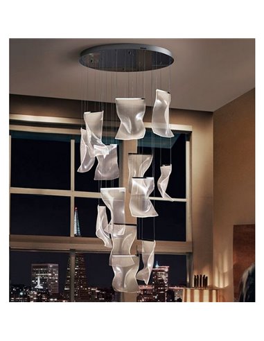 Plafonnier VELOS à 13 lumières, abat-jour en méthacrylate, LED 63 W 3780 lm 3000 K à intensité variable, chromé