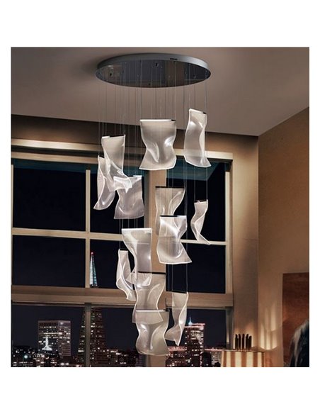 Lámpara de techo VELOS 13 luces, tulipas metacrilato, LED 63W 3780 lm 3000K dimable Cromo