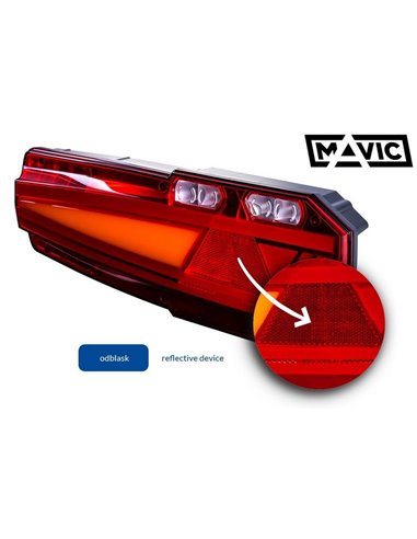 Piloto trasero LED MAVIC con reflectante y 6 funciones 12/24V IP68 ECE LZD 2652 / LZD 2653 