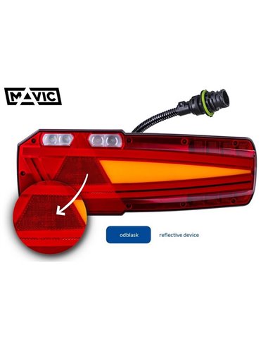 Piloto trasero LED MAVIC con casquillo AMP de 7 pines y reflectante 12/24V IP68