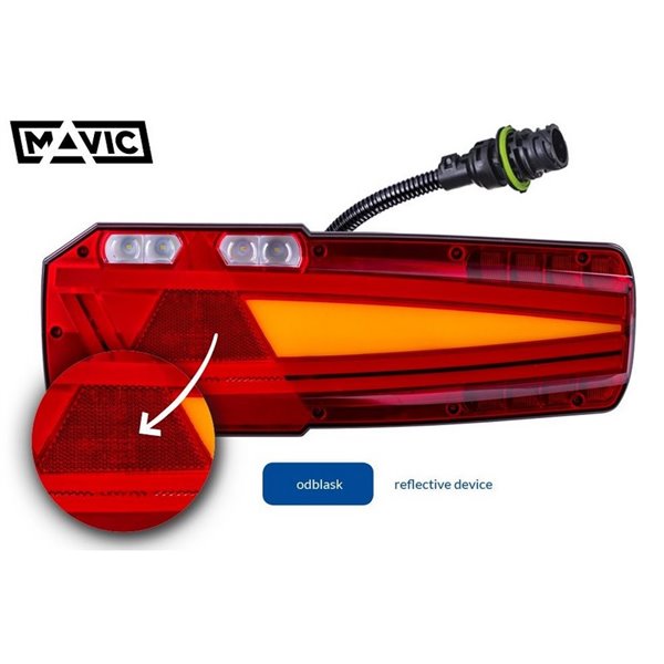 Piloto trasero LED MAVIC con casquillo AMP de 7 pines y reflectante 12/24V IP68