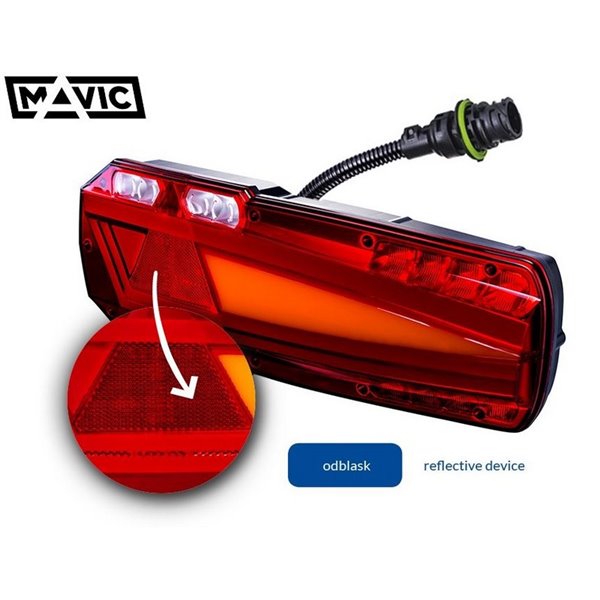 Piloto trasero LED MAVIC con casquillo AMP de 7 pines y reflectante 12/24V IP68