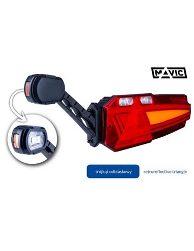 Lanterna traseira MAVIC NEON com triângulo refletor e luz de posição 12/24V IP68