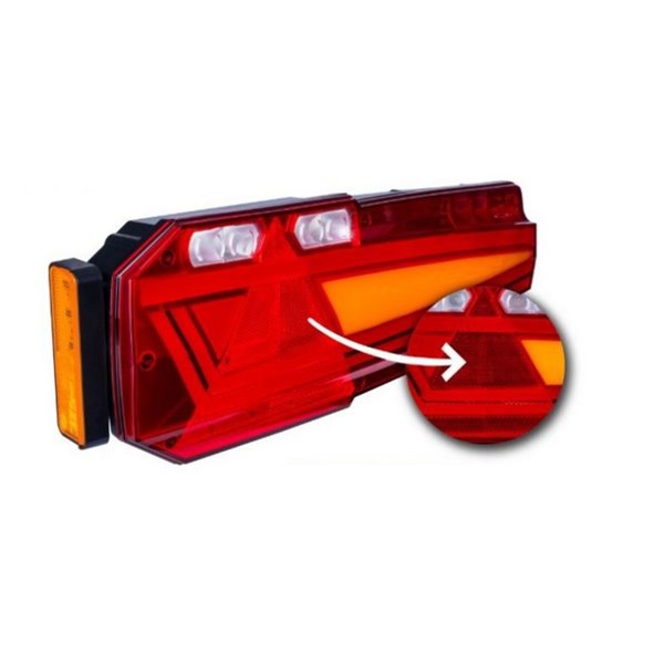 Feu arrière LED néon Mavic avec triangle et feu de position latéral, prise Superseal 12/24 V IP68