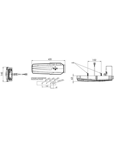 Feu arrière LED néon MAVIC, connecteur AMP 7 broches, avec réflecteur et feu de position latéral 12/24 V IP68