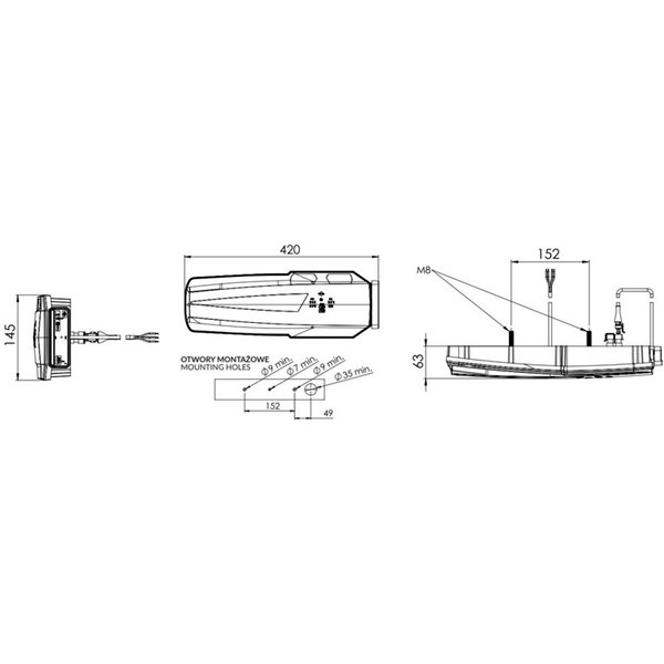 Lanterna traseira MAVIC NEON LED, AMP de 7 pinos, com refletor e luz de posição lateral 12/24V IP68