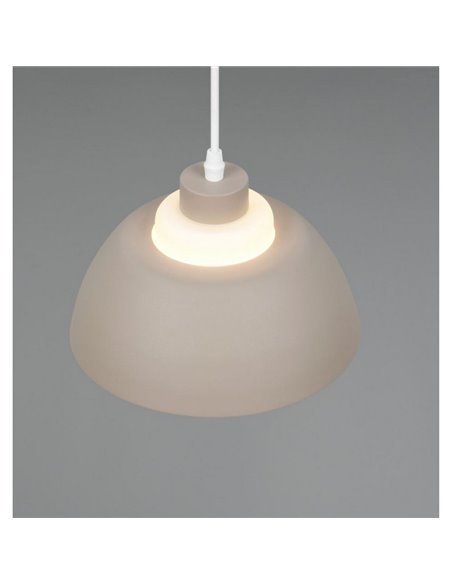 Suspension TILOS Ø23cm en métal et verre, douille E27 (hors ampoule), puissance max. 10W, IP20, beige