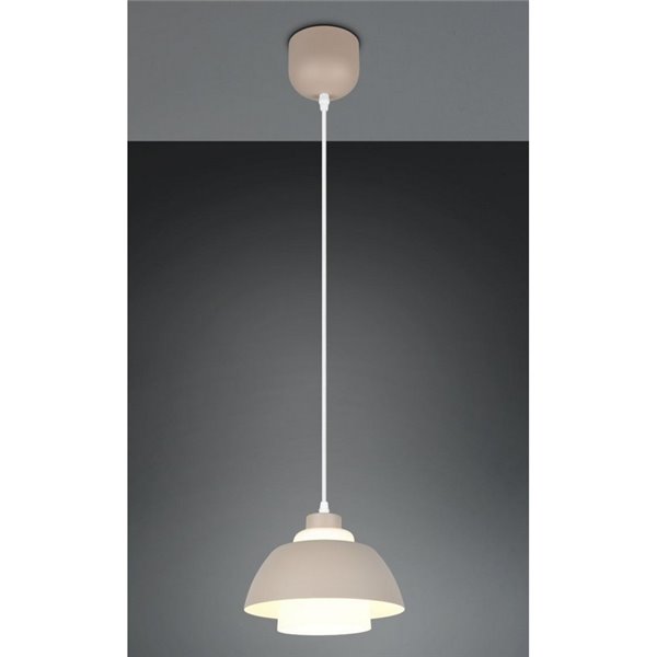 Luminária de teto pendente TILOS Ø23cm em metal e vidro, soquete E27 não incluso, potência máxima de 10W, IP20, bege.