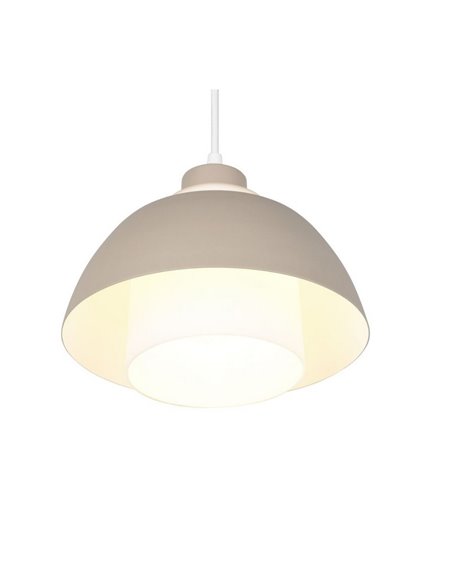 Luminária de teto pendente TILOS Ø23cm em metal e vidro, soquete E27 não incluso, potência máxima de 10W, IP20, bege.