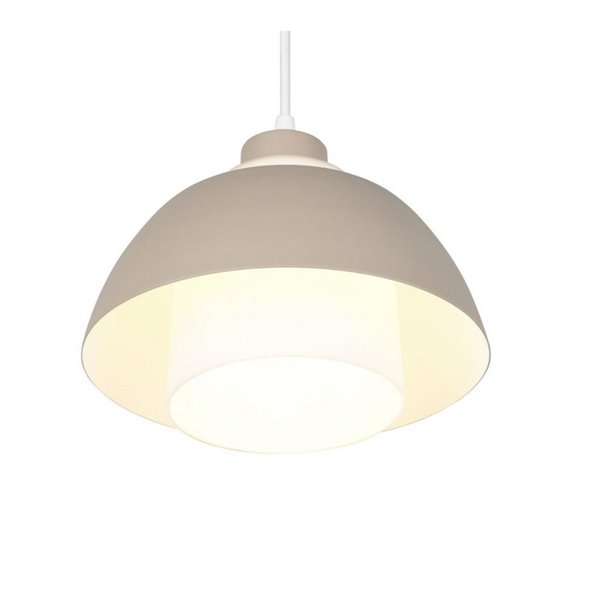 Luminária de teto pendente TILOS Ø23cm em metal e vidro, soquete E27 não incluso, potência máxima de 10W, IP20, bege.