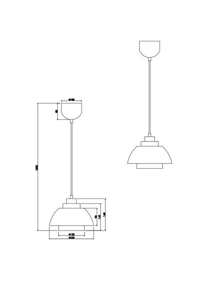 Lámpara de techo colgante TILOS Ø23cm de metal y vidrio, E27 excl. max 10W  IP20 Beige