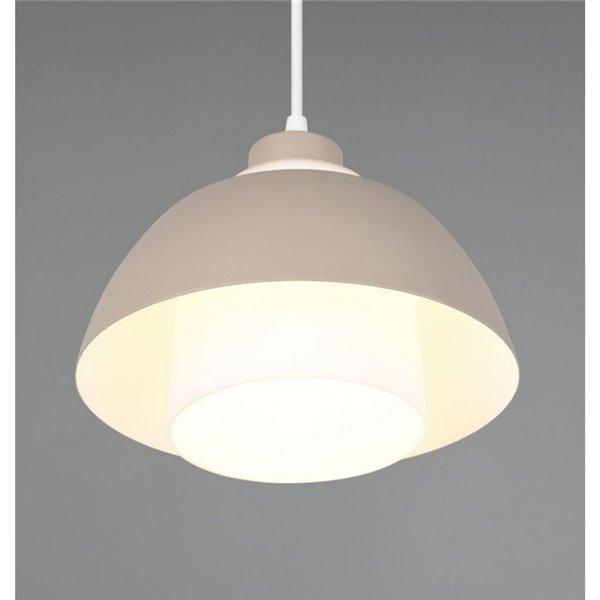 Luminária de teto pendente TILOS Ø23cm em metal e vidro, soquete E27 não incluso, potência máxima de 10W, IP20, bege.