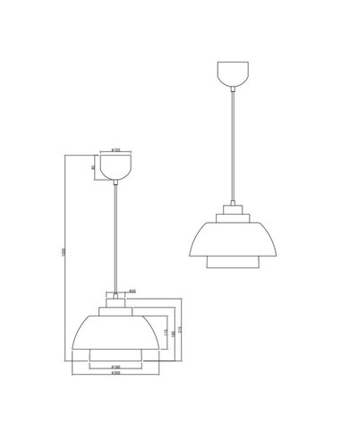 Lámpara de techo metal y vidrio TILOS grande Ø30cm E27 excl. max 10W  IP20 Negro