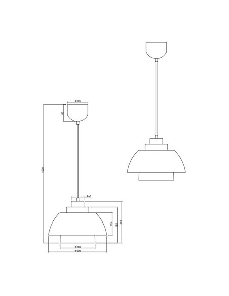 Lámpara de techo metal y vidrio TILOS grande Ø30cm E27 excl. max 10W  IP20 Negro