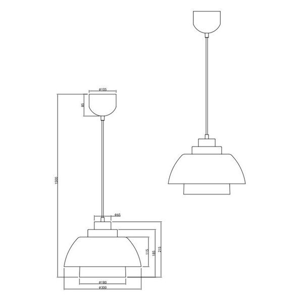 Plafonnier TILOS grand format en métal et verre Ø30 cm E27 (hors puissance max. 10 W) IP20 Noir