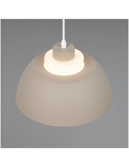 Plafonnier TILOS grand format Ø30 cm, métal et verre, douille E27 (hors 10 W max.), IP20, beige