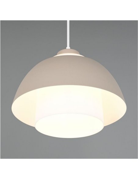 Plafonnier TILOS grand format Ø30 cm, métal et verre, douille E27 (hors 10 W max.), IP20, beige