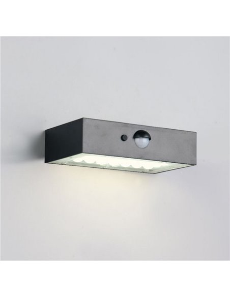 Aplique solar LED exterior ELVAS sensor de movimiento y luz arriba/abajo 3W 380Lm 4000K IP65 Negro