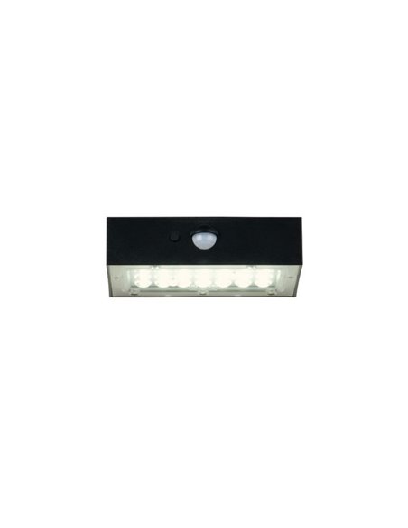 Aplique solar LED exterior ELVAS sensor de movimiento y luz arriba/abajo 3W 380Lm 4000K IP65 Negro