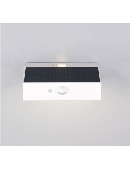 Applique murale extérieure solaire LED ELVAS avec détecteur de mouvement et de luminosité, 3 W, 380 lm, 4 000 K, IP65, blanc