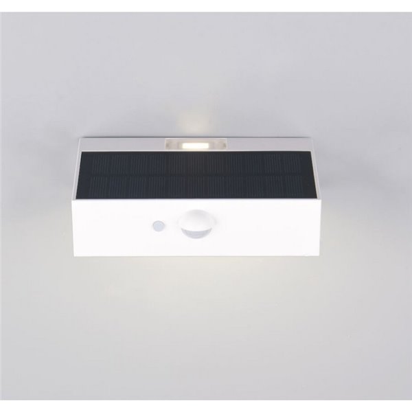 Luminária de parede externa solar LED ELVAS com sensor de movimento e crepúsculo, 3W 380Lm 4000K IP65 Branca