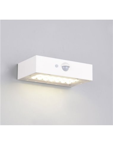 Aplique LED exterior solar ELVAS sensor de movimiento y crepuscular 3W 380Lm 4000K IP65 Blanco
