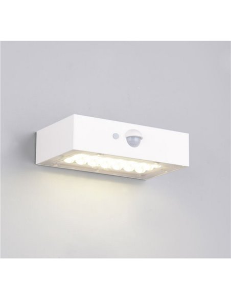 Luminária de parede externa solar LED ELVAS com sensor de movimento e crepúsculo, 3W 380Lm 4000K IP65 Branca