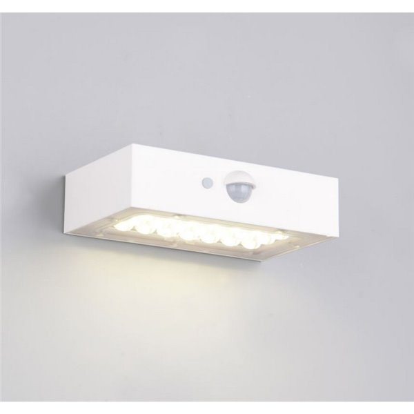 Applique murale extérieure solaire LED ELVAS avec détecteur de mouvement et de luminosité, 3 W, 380 lm, 4 000 K, IP65, blanc