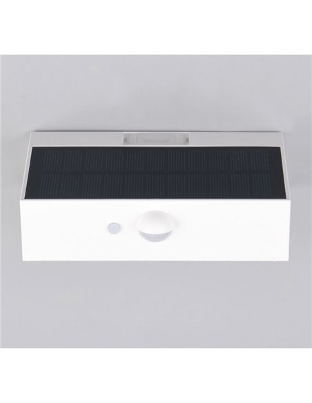 Aplique LED exterior solar ELVAS sensor de movimiento y crepuscular 3W 380Lm 4000K IP65 Blanco