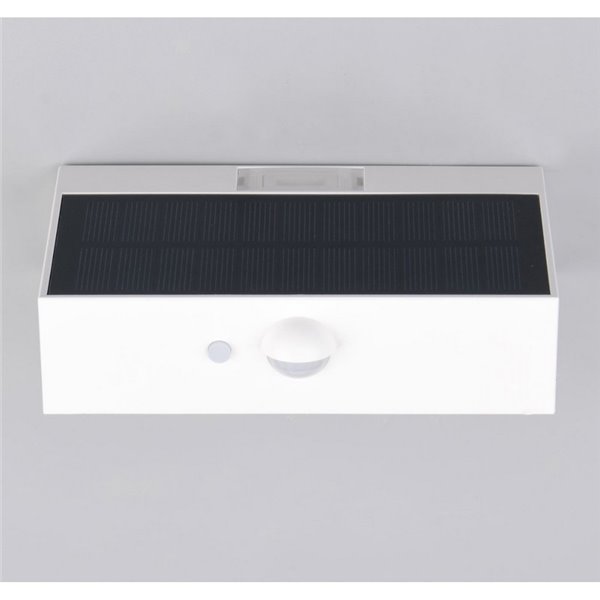 Aplique LED exterior solar ELVAS sensor de movimiento y crepuscular 3W 380Lm 4000K IP65 Blanco