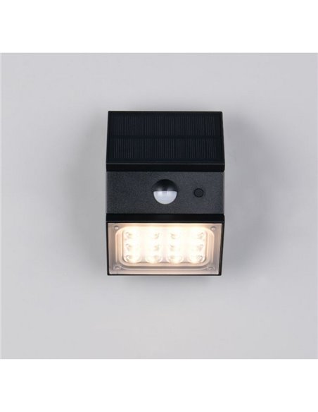 Aplique solar LED exterior TALCA sensor de movimiento, CCT regulable y función memoria 2,5W 330Lm IP65