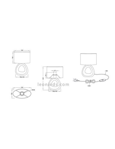 Dimensiones de Lámpara de Mesa Gizeh de RL | LeonLeds Iluminación
