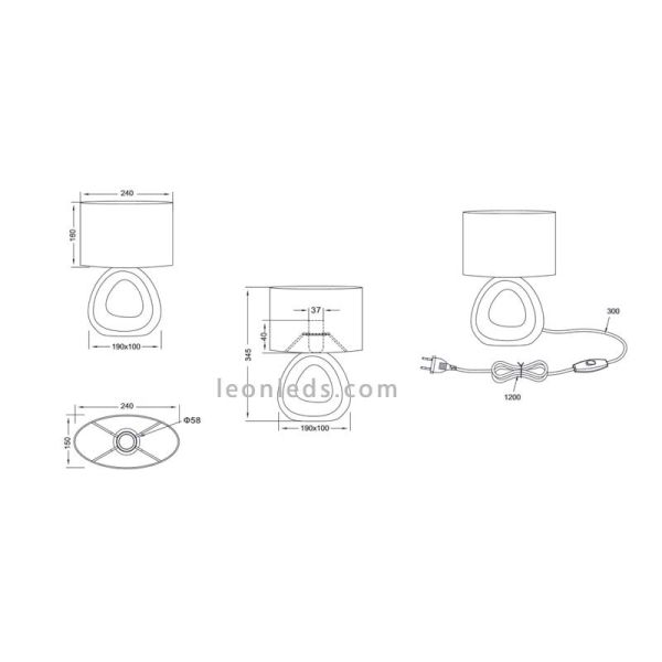 Dimensiones de Lámpara de Mesa Gizeh de RL | LeonLeds Iluminación