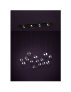 Lámpara LED grande colgante ESPARDELLO, base negra rectangular y 15 bolas colgantes, 3000K 4000Lm 2