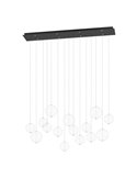 Lámpara LED grande colgante ESPARDELLO, base negra rectangular y 15 bolas colgantes, 3000K 4000Lm