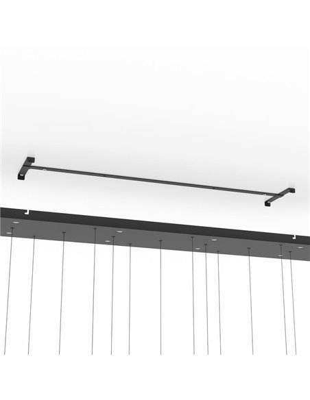 Lámpara LED grande colgante ESPARDELLO, base negra rectangular y 15 bolas colgantes, 3000K 4000Lm