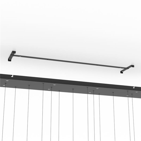 Suspension LED ESPARDELLO grand format, base rectangulaire noire et 15 boules suspendues, 3000K 4000lm