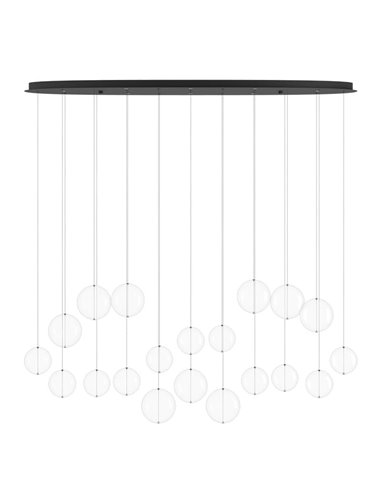 Lámpara LED colgante grande ESPARDELLO ovalada negra con 20 esferas, 3000K 4000Lm