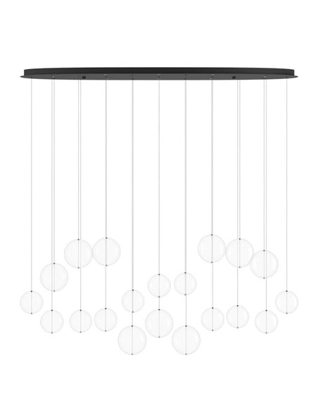Lámpara LED colgante grande ESPARDELLO ovalada negra con 20 esferas, 3000K 4000Lm