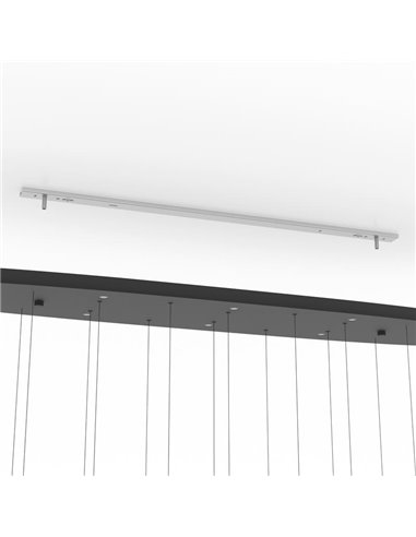 Lámpara LED colgante grande ESPARDELLO ovalada negra con 20 esferas, 3000K 4000Lm