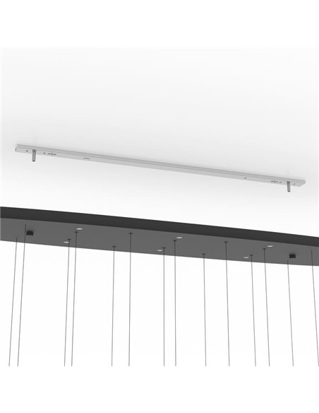 Lámpara LED colgante grande ESPARDELLO ovalada negra con 20 esferas, 3000K 4000Lm