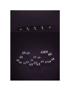 Lámpara LED colgante grande ESPARDELLO ovalada negra con 20 esferas, 3000K 4000Lm 2
