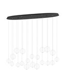 Lámpara LED colgante grande ESPARDELLO ovalada negra con 20 esferas, 3000K 4000Lm