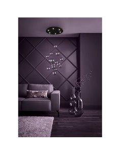 Lámpara LED colgante ESPARDELLO redonda negra con 15 esferas de luz, 3000K 3000Lm 2