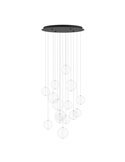 Lámpara LED colgante ESPARDELLO redonda negra con 15 esferas de luz, 3000K 3000Lm
