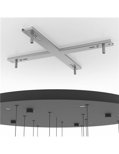 Suspension LED ronde ESPARDELLO noire avec 15 sphères lumineuses, 3000K 3000 lm