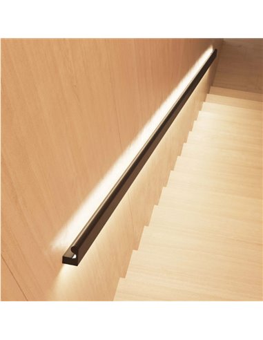 Perfil aluminio/barandilla (para 2 tiras LED arriba y abajo) BOX 98 RAILING negro 2x15W/m, 2 metros